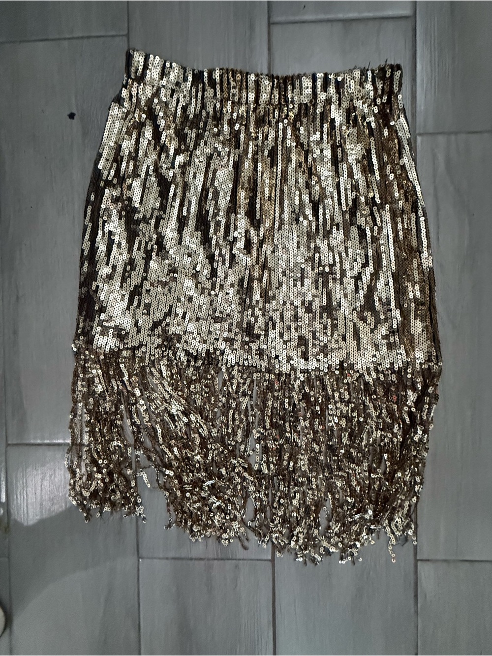 Gold Sequin Fringe Skirt